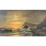 W. After DeHaas Palmer, Ship at Sunset, Oil on Canvas
