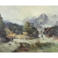L.G Schosmann, Vispwasserfal. B. Zermatt. L. Schosmann, Oil on Canvas