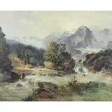 L.G Schosmann, Vispwasserfal. B. Zermatt. L. Schosmann, Oil on Canvas