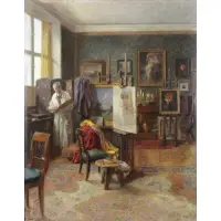 Artist in His Studio by Robert Scheffer, Oil on Canvas, sold Sep 2017