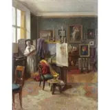 Robert Scheffer, Artist in His Studio, Oil on Canvas