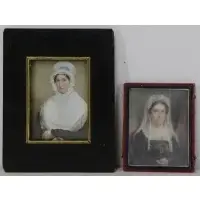 Lydia Longacre, Untitled, 2 Miniature Watercolor Portraits on Bone