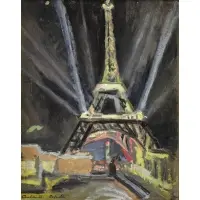 Antoinette Schulte, Eiffel Tower, 1937, Oil on Board