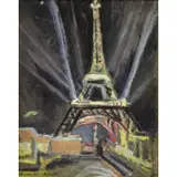 Antoinette Schulte, Eiffel Tower, 1937, Oil on Board
