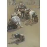 Sigurd Schou, Game of Dice, Pastel & Charcoal on Paper