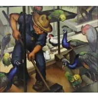 John Law Walker, Bird Man, Oil on Canvas