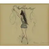 Marie Laurencin, Girl with Ribbon, Black Ink and Colored Pencil on Paper