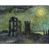 Castle in Moonlight by David Burliuk, 1950, Oil on Canvas, sold Sep 2017