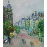 Jakub Zucker, European Street Scene, Oil on Canvas