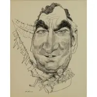 Hugh Carey by David Levine, 1969, Ink on Paper, sold Sep 2017