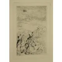 Sur la plage, a Berneval by Pierre-Auguste Renoir, Etching on laid paper, sold Aug 2017
