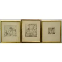 Suzanne Valadon, Untitled, 3 Etchings