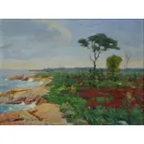 George W. Picknell, Coastal Landscape, Oil on Panel