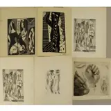 Léopold Survage, Two woodblock prints, 4 etchings including two identical drypoints