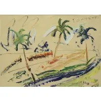 Anatoly Zverev, Tropical Landscape, 1958, Oil on Paper