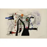 Joan Miró, Joueur de Bugle aux Oiseaux, 1973, Color etching, aquatint and carborundum from an edition of 50