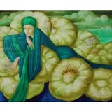 Philippe Augé, Reclining Woman in Green and Blue, Oil on Canvas