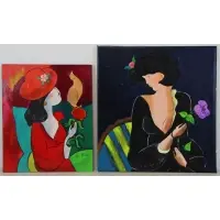 Untitled by Linda Le Kinff, Two Oil Portraits of Woman, sold Aug 2017