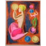 Linda Le Kinff, Acrobats, Oil on Canvas