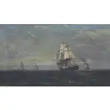 Walter Dean, American Ship at Sea, Oil on Canvas