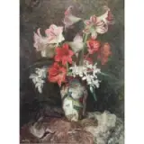 Anton Wrabetz, Lilies in an Asian Vase, Oil on Canvas