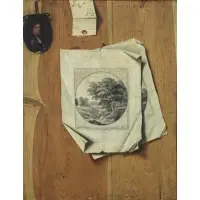 A. Oil on Canvas Milan, Trompe L'Oeil Still Life