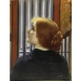 Georg von Hoesslin, Dame an der Orgel (Lady at the Organ), Oil on Canvas "Dame an der Orgel" (Lady at the Organ)