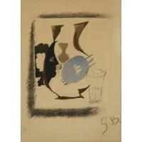 Verre et Pichet by Georges Braque, Lithograph "Verre et Pichet", sold Jul 2017