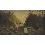 Louis Eilshemius, Peasant in Landscape, Oil on Panel