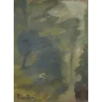 Louis Eilshemius, Bather in Landscape, Oil on Board