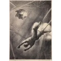 John Steuart Curry, The Flying Codonas, 1933, Lithograph "The Flying Codonas" 1933