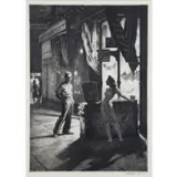 Martin Lewis, Chance Meeting, Drypoint Etching "Chance Meeting"