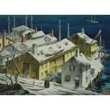 Martin Henry Gasser, Winter Wharf, Watercolor