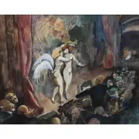 Fred Pailhès, Burlesque, c. 1925, Watercolor "Burlesque" c