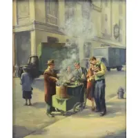Calla Lily Lukes, New York Street Vendor, 1956, Oil on Canvas