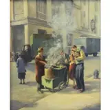 Calla Lily Lukes, New York Street Vendor, 1956, Oil on Canvas