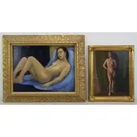 Xavier Barile, Reclining Nude, Two Oils