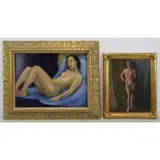 Xavier Barile, Reclining Nude, Two Oils