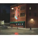 Steven Levin, Bunker's Music, Oil on Board "Bunker's Music" Minneapolis Street Scene