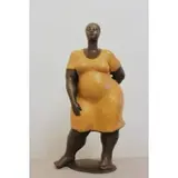 Nnamdi Okonkwo, Standing Woman, Patinated Bronze Sculpture