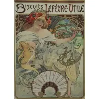 Biscuits Lef?vre-Utile by Alphonse Mucha, 1897, Lithograph and gold poster, sold Jun 2017