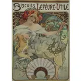 Alphonse Mucha, Biscuits Lef?vre-Utile, 1897, Lithograph and gold poster
