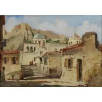 George Charles Haité, Orientalist Scene, Oil on Board