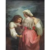 Carel Quaedvlieg, Maidens with Beggar, Oil on Canvas