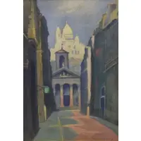 Dezső Czigány, Rue Laffitte Avec Notre Dame, Oil on Board