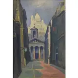 Dezső Czigány, Rue Laffitte Avec Notre Dame, Oil on Board