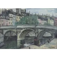 Seine River, Paris by Arbit Blatas, Oil on Canvas, sold Jun 2017