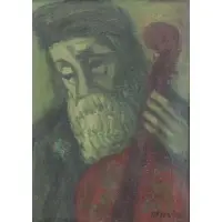 Max Bond, Musician, Judaic Oil on Canvas