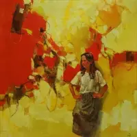 Rodolfo Dotti, Standing Girl, Oil on Canvas