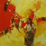 Rodolfo Dotti, Standing Girl, Oil on Canvas